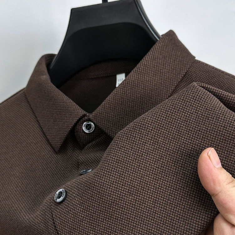 Zero Degree North高端德绒纯色男士长袖POLO衫秋冬翻领休闲T恤