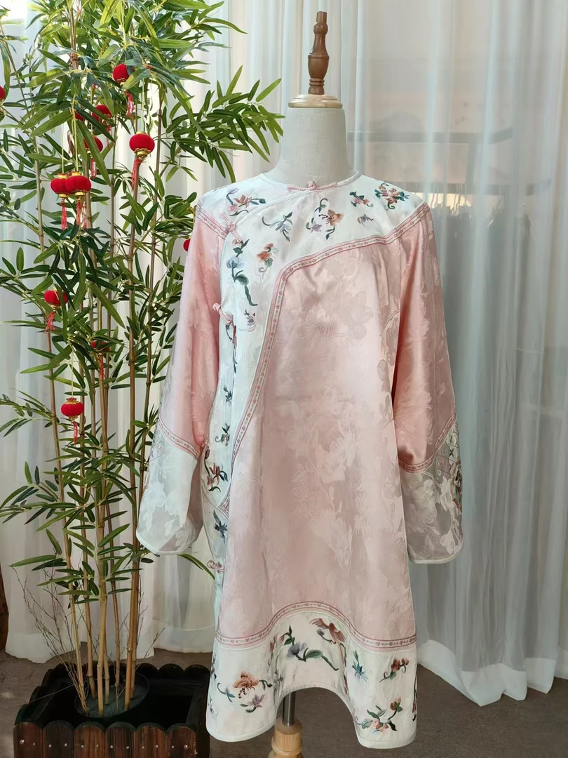 【宝陀霓裳】新中式国风斜门襟刺绣日常太太服粉色上衣
