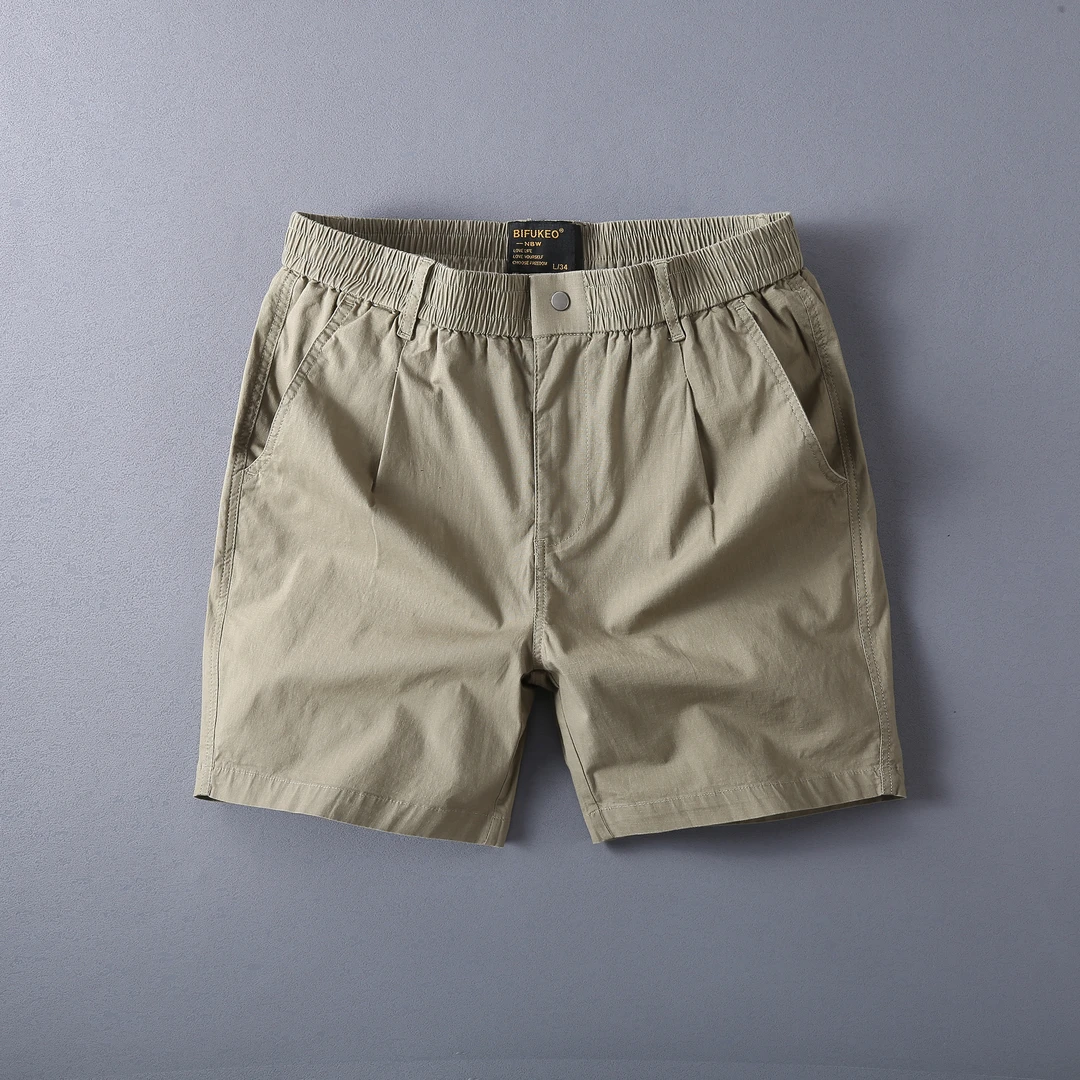 男士速干弹力短裤夏季痞帅运动裤潮牌直筒纯棉沙滩裤四分工装短裤