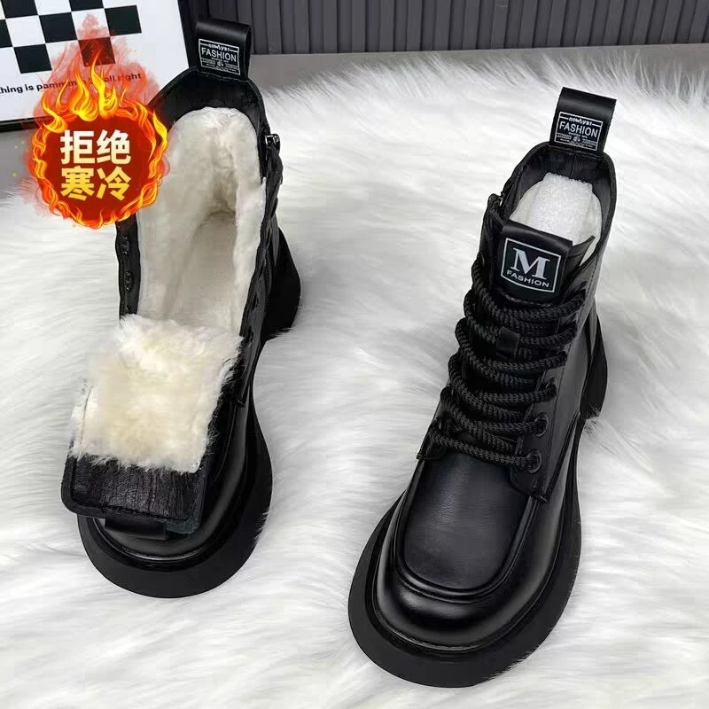 断码清仓厚底英伦风马丁靴女2023冬季爆款加绒加厚时尚保暖雪地靴