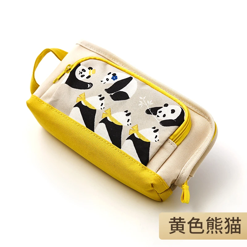 kokuyo国誉POUCH TYPE可爱熊猫笔袋大容量创意文具双层卡通XX02