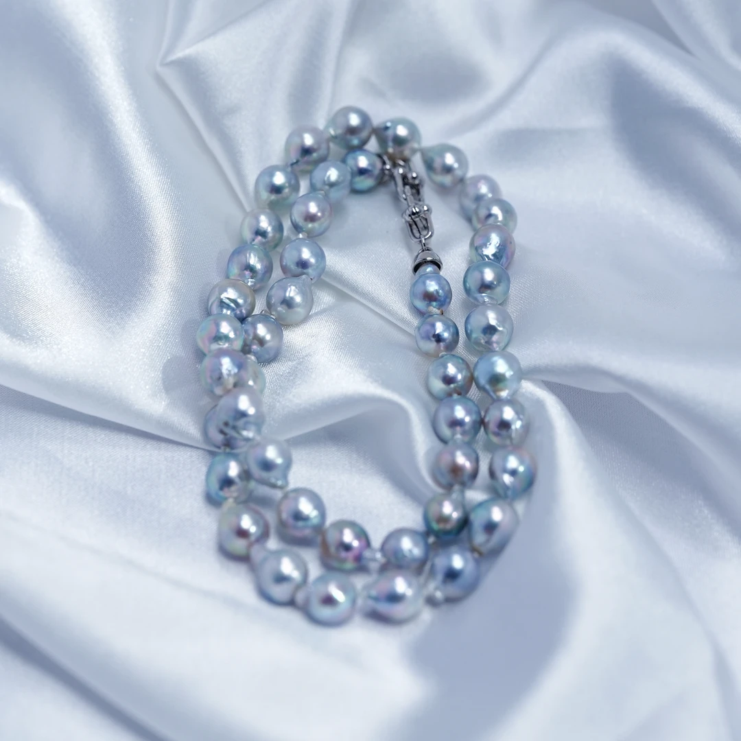 海水真多麻蓝玫瑰星空炫彩巴洛克项链