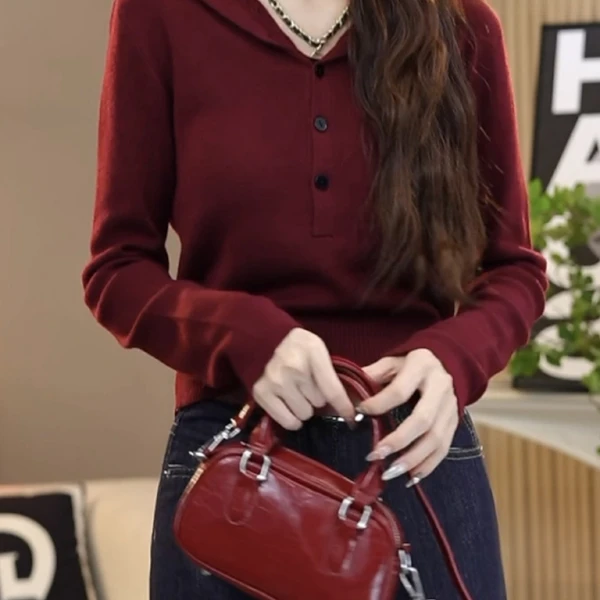 A连帽毛衣针织长袖套头上衣秋季新款洋气百搭针织衫983