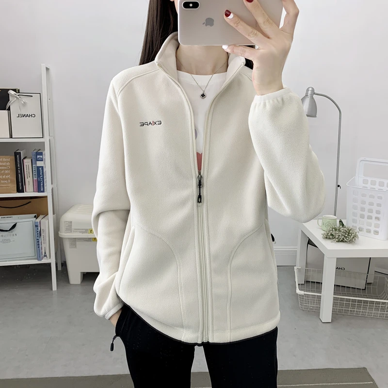 抓绒衣男女秋冬季新款情侣保暖摇粒绒抗寒冲锋衣内胆开衫外套女