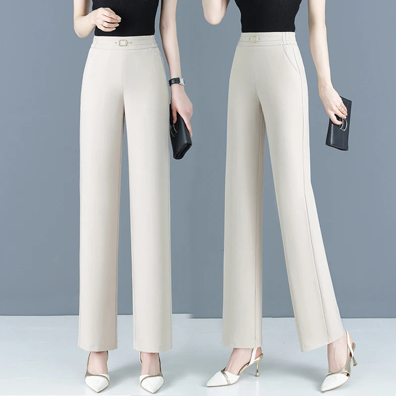 棉麻窄版直筒裤女爆款2025春夏韩版显瘦显高薄款垂感女西裤长裤