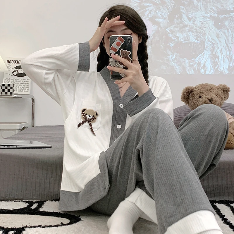 孕妇夏季薄款哺乳睡衣月子服产后喂奶纯棉春秋款可外穿产妇家居服