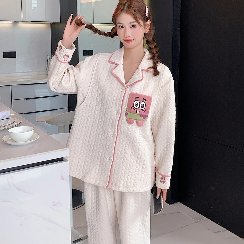 加肥加大码大肚子孕妇睡衣女秋冬季可外穿冬款加厚月子服产后哺乳