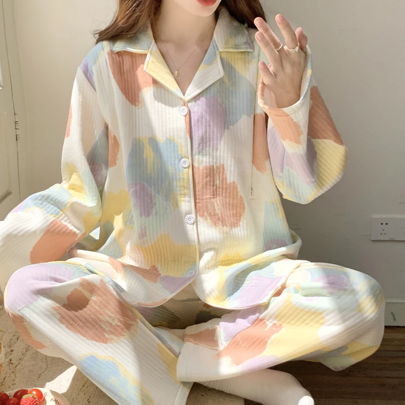 哺乳睡衣秋冬空气棉怀孕期可外穿产后春秋款孕妇开衫月子服套装女