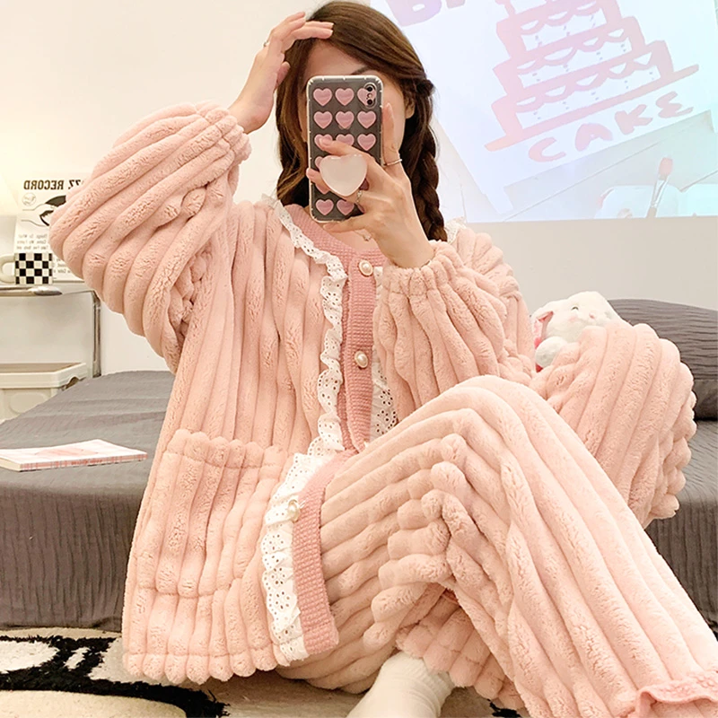 冬天孕妈哺乳月子服11-12月份产妇孕妇睡衣秋冬季加厚加绒珊瑚绒