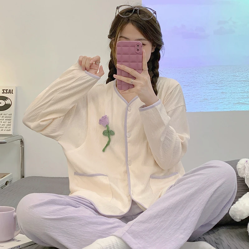 夏季薄款高端月子服纯棉100%全棉透气小个子可外穿哺乳期睡衣产妇