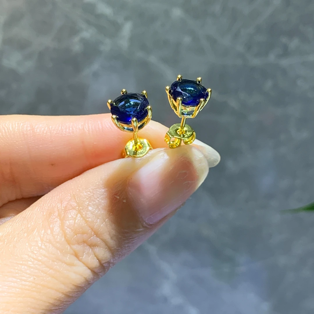 铜合金耳饰 合金镶嵌蓝色耳钉