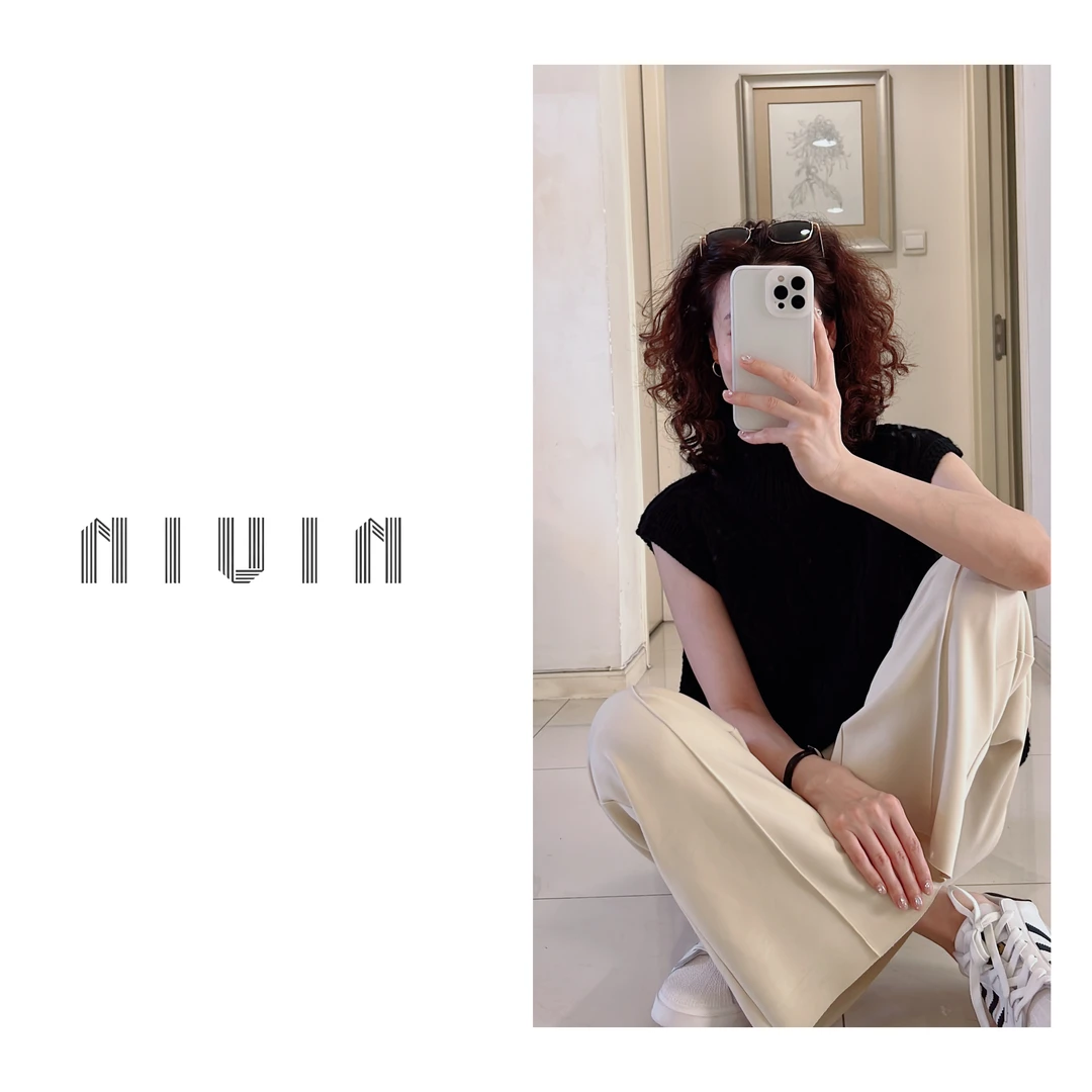 “铜氨丝空气层休闲裤”直筒垂感设计感显瘦气质时尚运动女裤23315