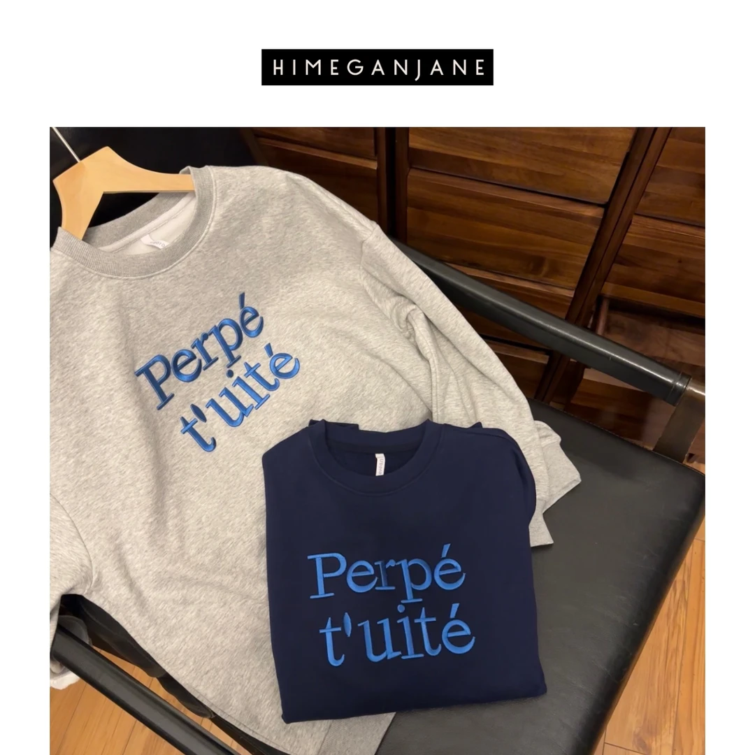 HIMEGANJANE 索罗娜炽芯保暖系列万针刺绣情侣长袖卫衣23204