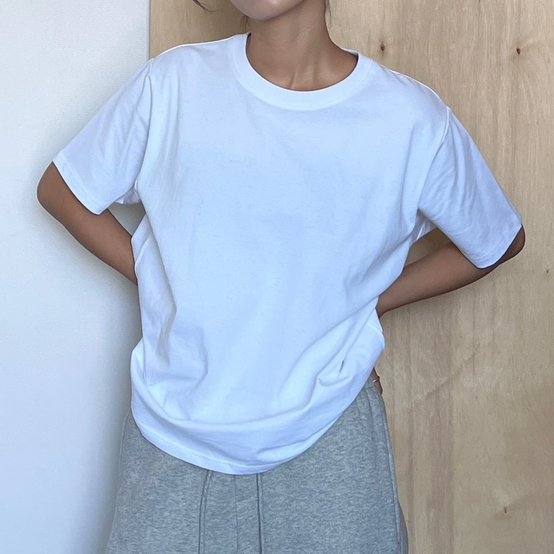 Uboro./语柏尚品野生白韩版百搭女式T恤 纯棉百搭圆领纯色62265