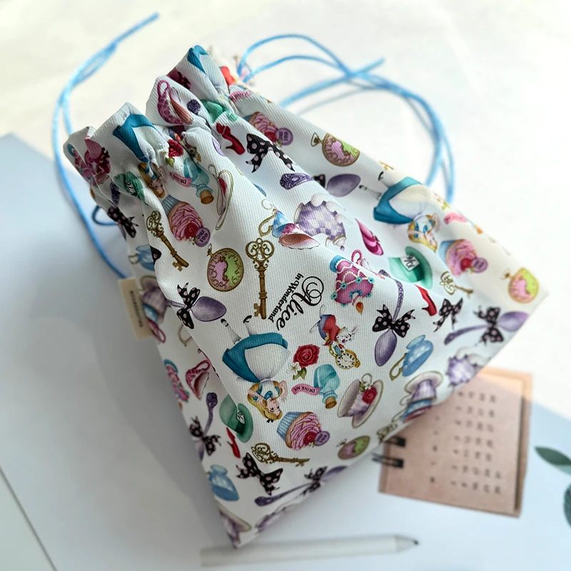 CLICHE个性可爱卡通纯手工束口袋网红迷你收纳袋手机饰品【爱丽丝】