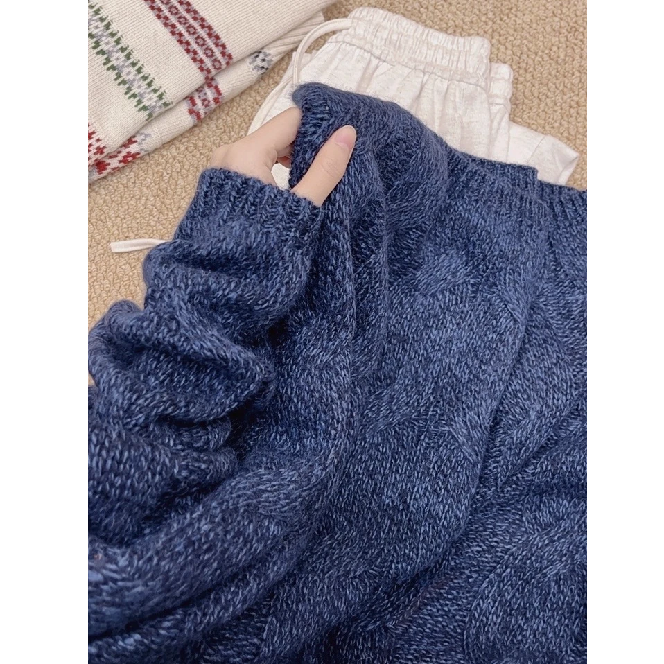 【一字领花纱八结】一字领花纱八节套头针织衫韩版宽松打底衫HZ-022