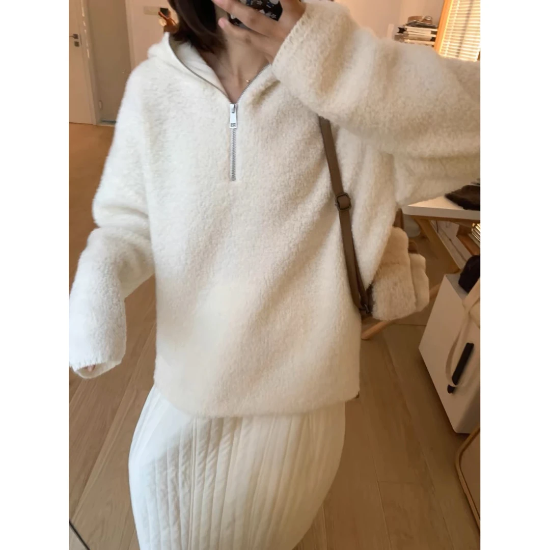 【连帽圈圈毛】连帽套头圈圈毛针织外套韩版宽松时尚外搭 XO-019