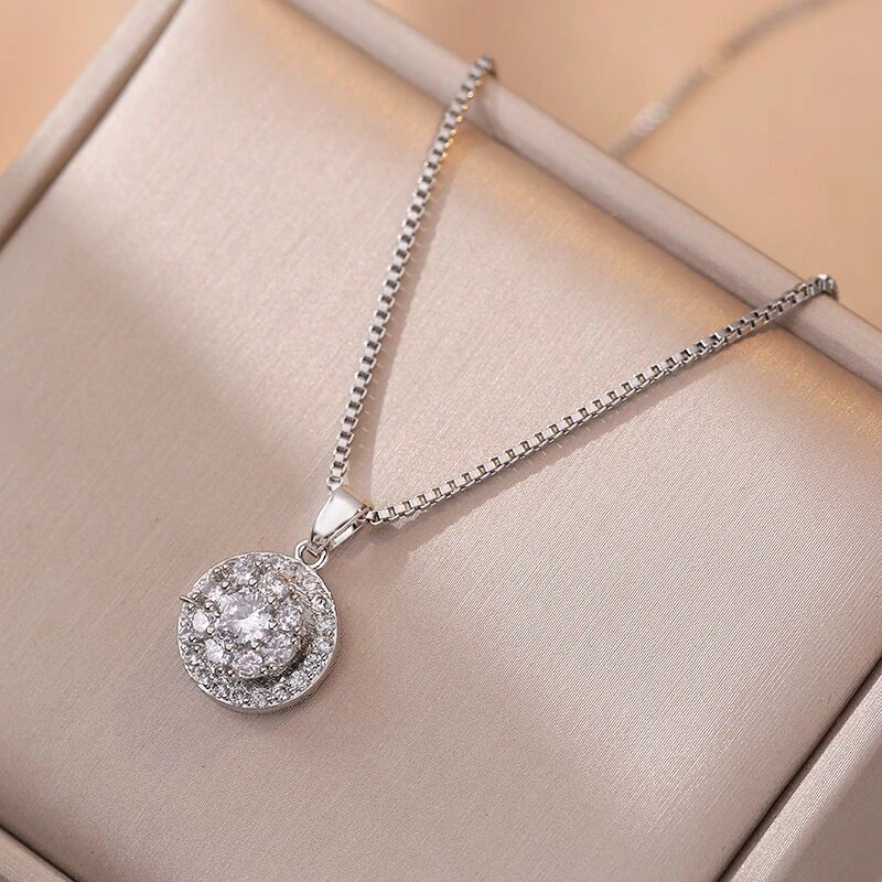 铜合金合成锆石项链 时来运转双层旋转项链-438