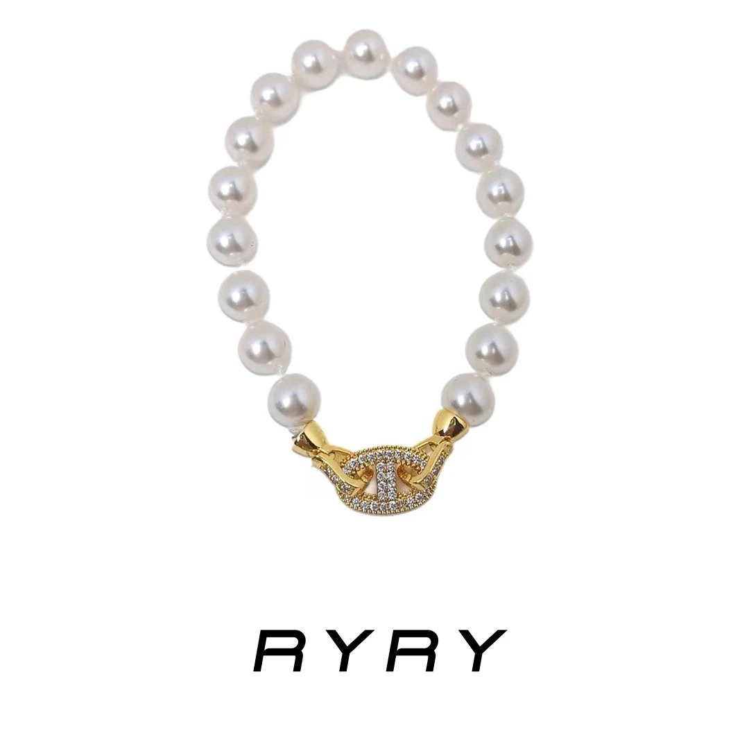 RYRY 铜合金手链 手工气质轻奢时尚百搭编织猪鼻子串珠手链