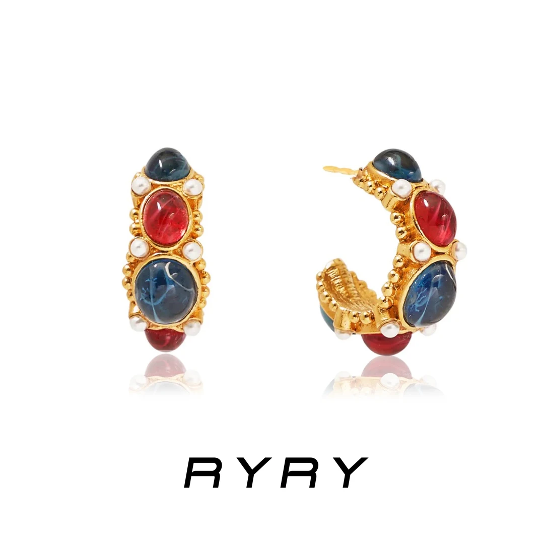 RYRY中古耳环女vintage小众耳钉欧美个性复古宫廷风