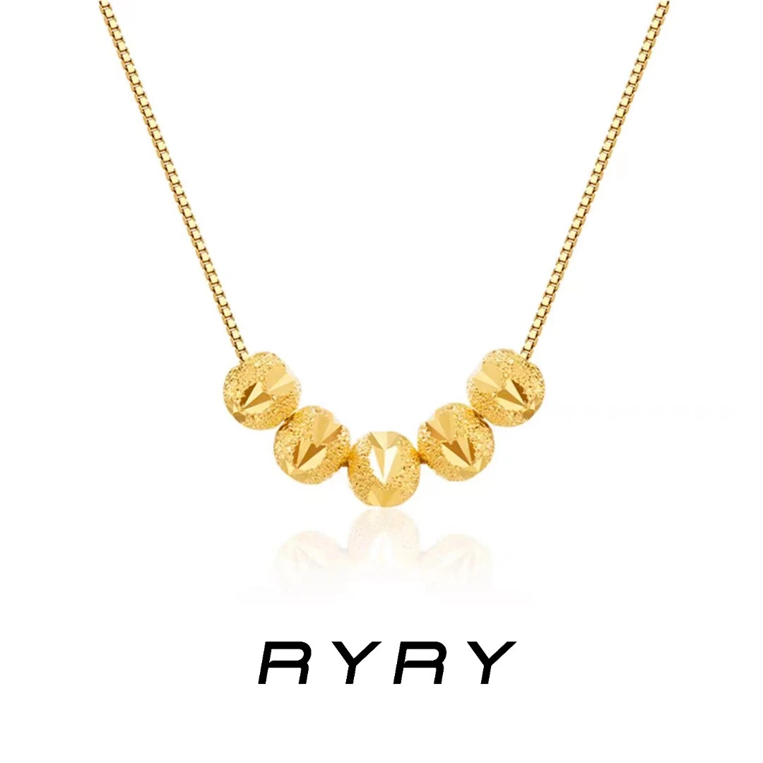 RYRY 坠链均925银 纯银五福临门项链轻奢锁骨链圆珠项链时尚