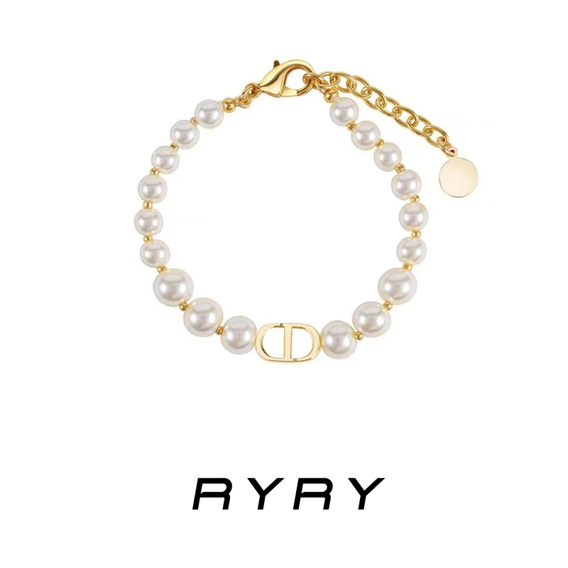 RYRY 铜合金手链 气质个性轻奢时尚百搭欧美金色珠珠项链素款