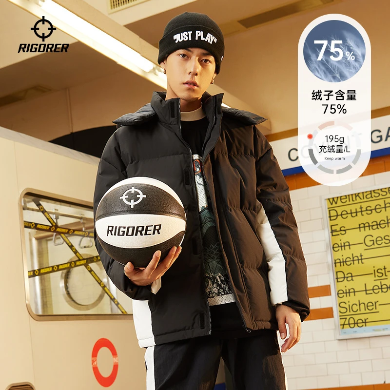 准者2022冬季新款 运动休闲保暖立领防风连帽羽绒服 Z122411313