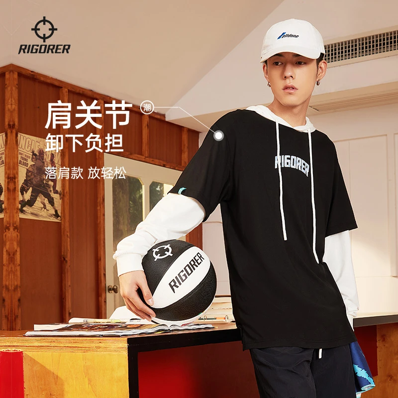 准者连帽长袖T恤新款时尚假两件撞色休闲运动卫衣