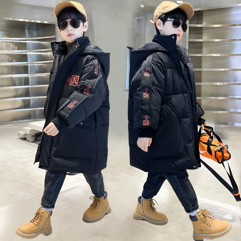 儿童羽绒服冬装新款保暖男孩羽绒服中大童装加厚帅气男中长款外套