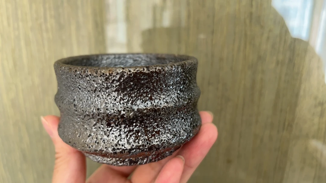 悦乐.荥经黑砂 纯手工制作复烧还原银灰色主人杯120cc左右容量
