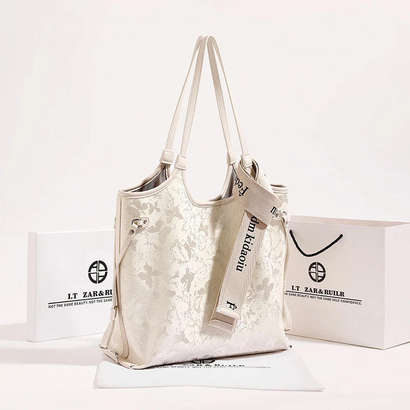 ZAR&RUILR/查瑞娜刺绣包包女高级感时尚单肩包大容量通勤托特包