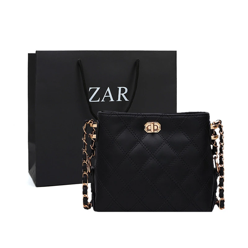 ZAR&RUILR/查瑞娜高级感包包女质感百搭时尚单肩斜挎包菱格链条包