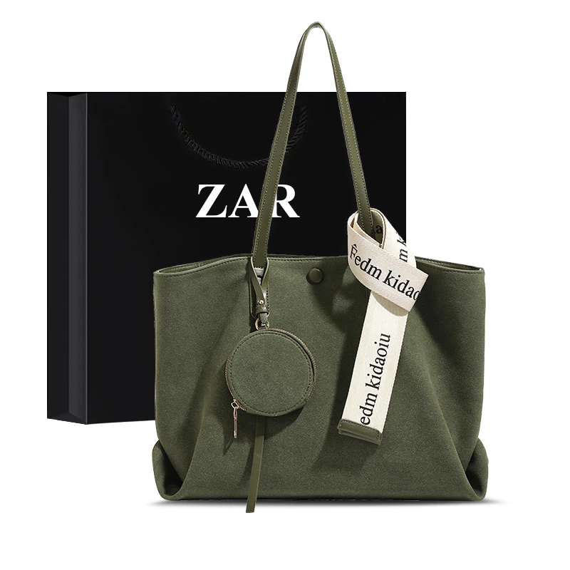 ZAR&RUILR/查瑞娜大容量托特包包女高级感通勤腋下大包麂皮单肩包