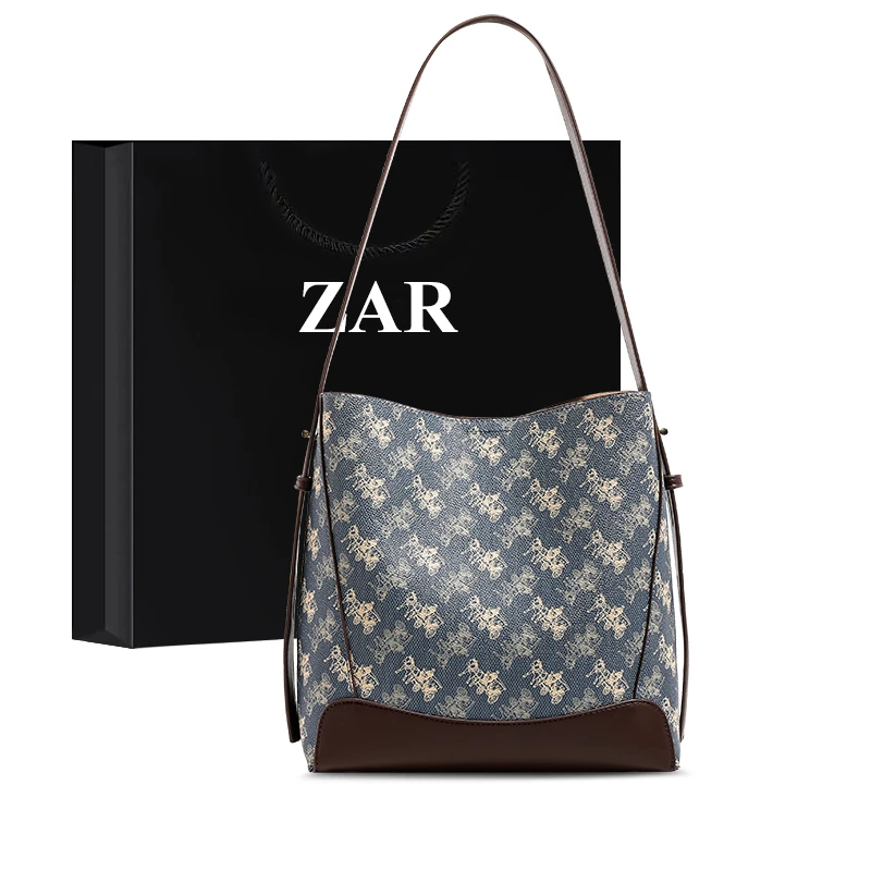 ZAR&RUILR/查瑞娜通勤水桶包包女小众百搭大容量单肩包斜挎托特包