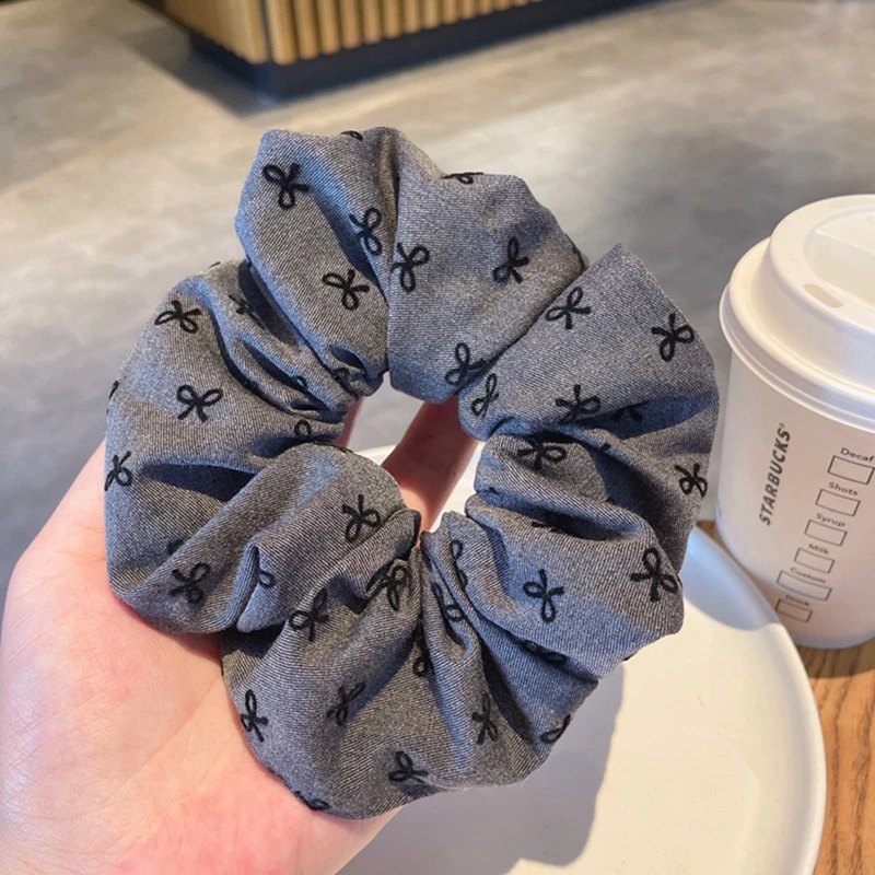 大号气质格雷系灰色蝴蝶结大肠发圈女扎丸子头发绳高弹力头绳发饰