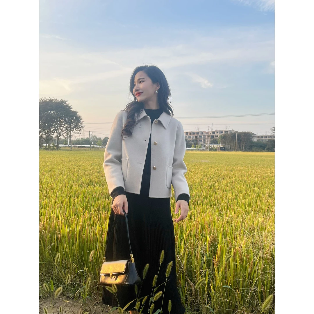 【夏樱之雨】2025新款100%绵羊毛小香风秋冬气质短外套