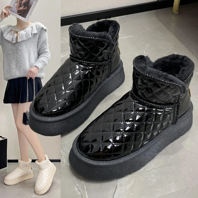 加绒加厚雪地靴2025冬季新款鞋子时尚防水外穿平底保暖短靴棉鞋秋