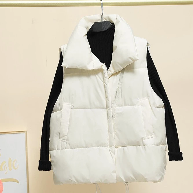 【官方店旗舰】秋冬短款马夹加大棉服背心纯色立领坎肩马甲骑行服