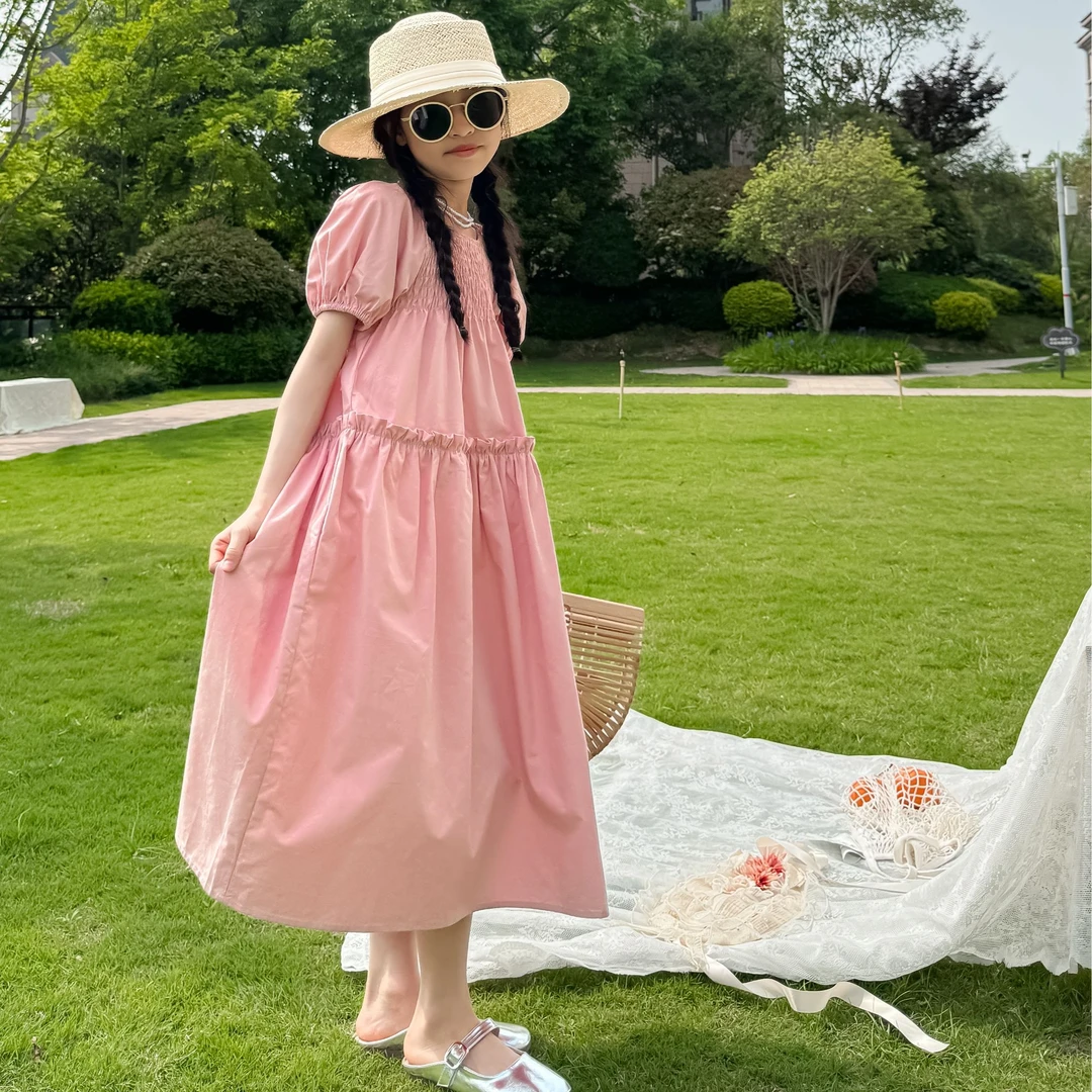 2025夏季新款中大童女童气质显瘦复古宽松韩版连衣裙原创设计款