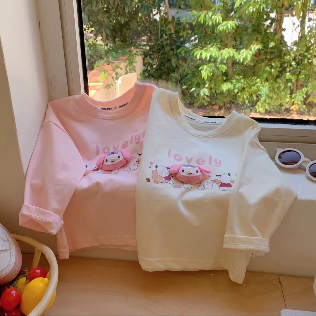 【100棉】韩系女童纯棉长袖T恤宝宝趣味玩偶打底衫