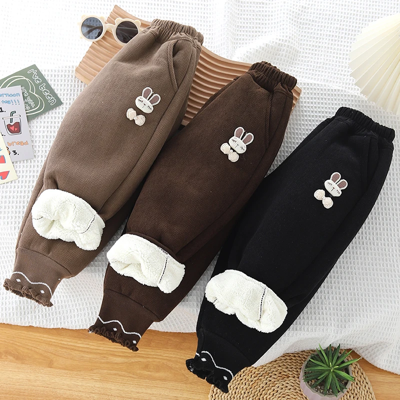 新款女童冬季儿童一体绒特厚一条过冬加绒裤保暖抗风潮款加绒裤