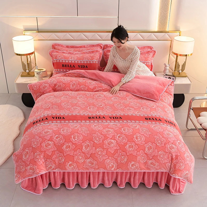 2024款牛奶绒四件套秋冬款加厚防寒双面绒床上用品加厚保暖四件套