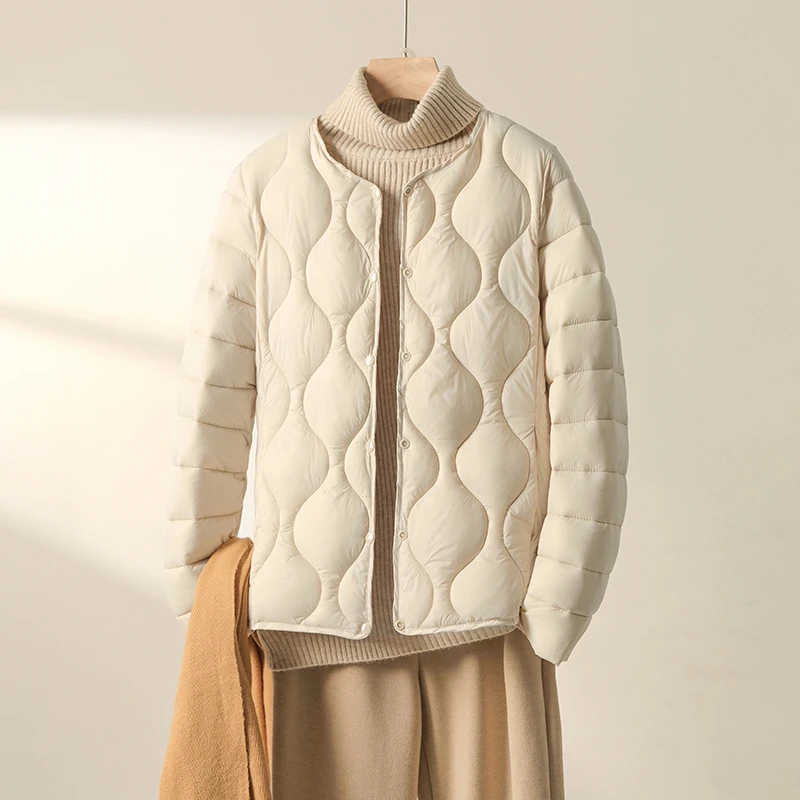 2024新款轻薄小棉袄修身圆领内胆保暖冬季棉服女外套棉衣女装