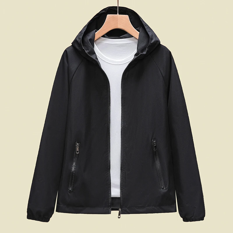 秋季新款外套女连帽宽松大码潮流百搭女士小个子夹克冲锋衣上衣