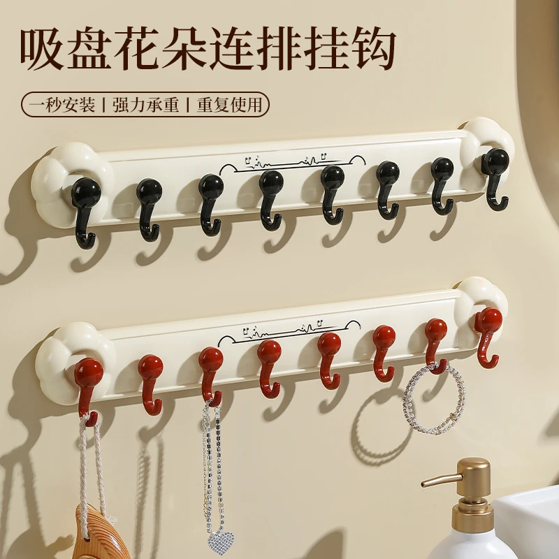 吸盘门后挂钩免打孔强力承重粘胶入户门置物一排勾子挂衣无痕收纳