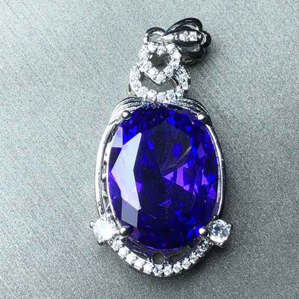 2164妖紫水吊坠银色开口可调节轻奢大方精致