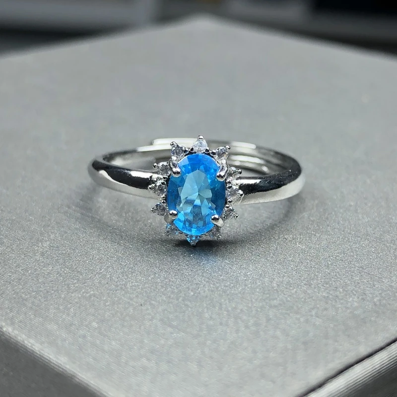 112043 天蓝海蓝戒指活口开口可调节