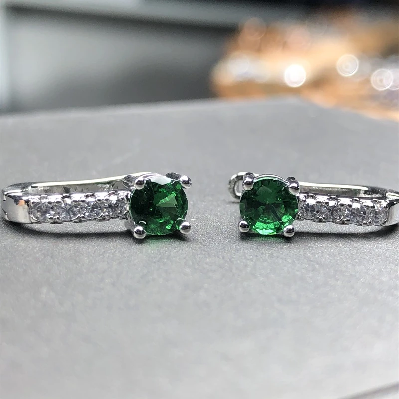 31124 宝绿色耳钉4爪开口气质 美丽漂培育亮大方精致豪华时尚精美