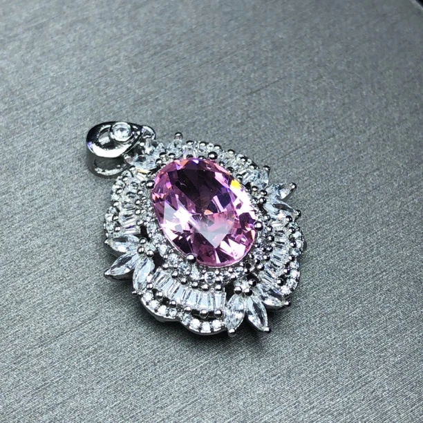 2124粉色钻吊坠银色美丽培育精致托美丽漂亮大方 时尚