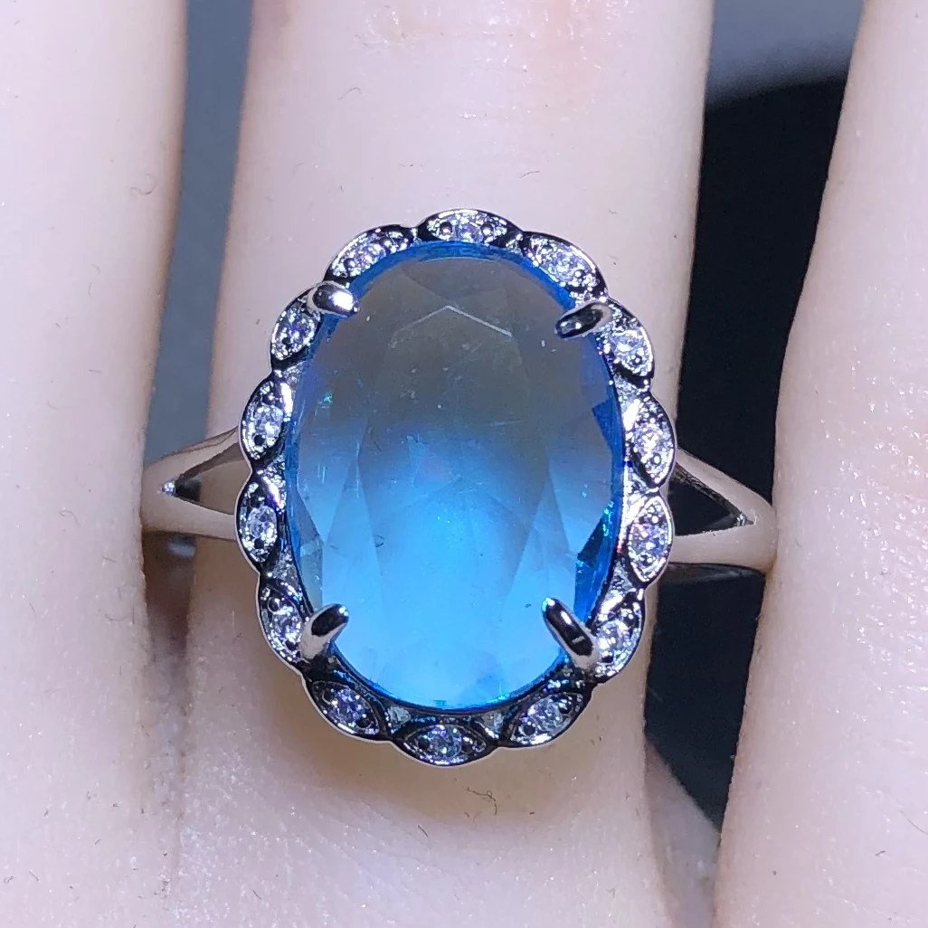 11204 天空蓝海蓝戒指活口开口可调节